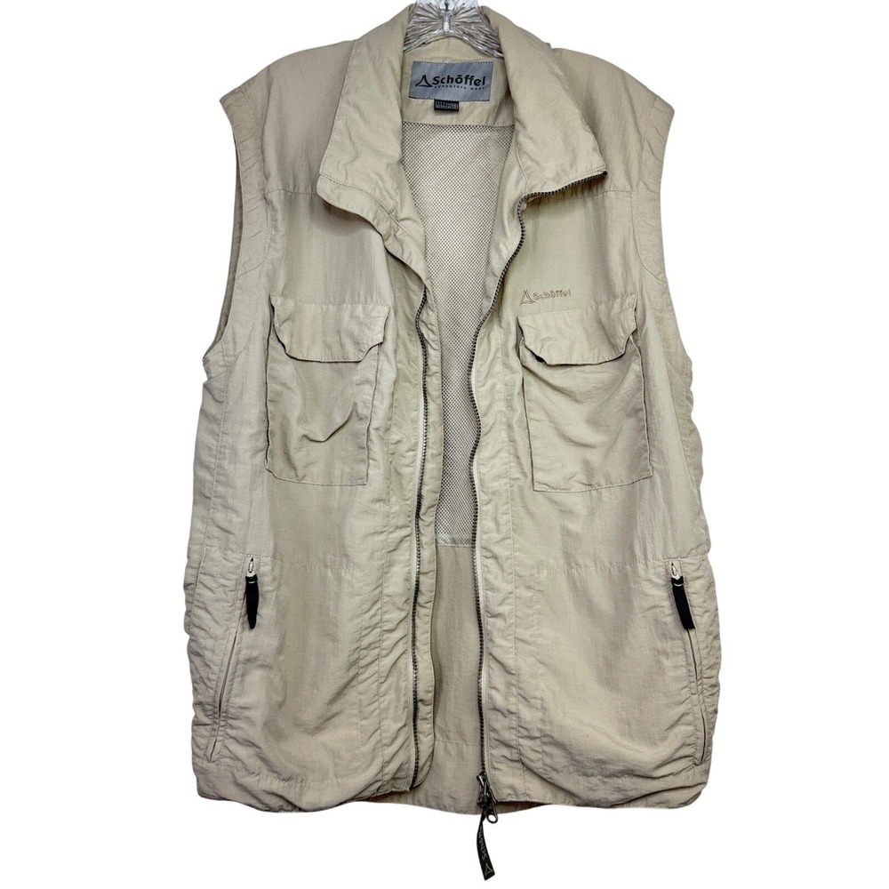 Schoffel Adventure Wear Mens Beige Utility Vest Mesh Lined Size 42 Large XL